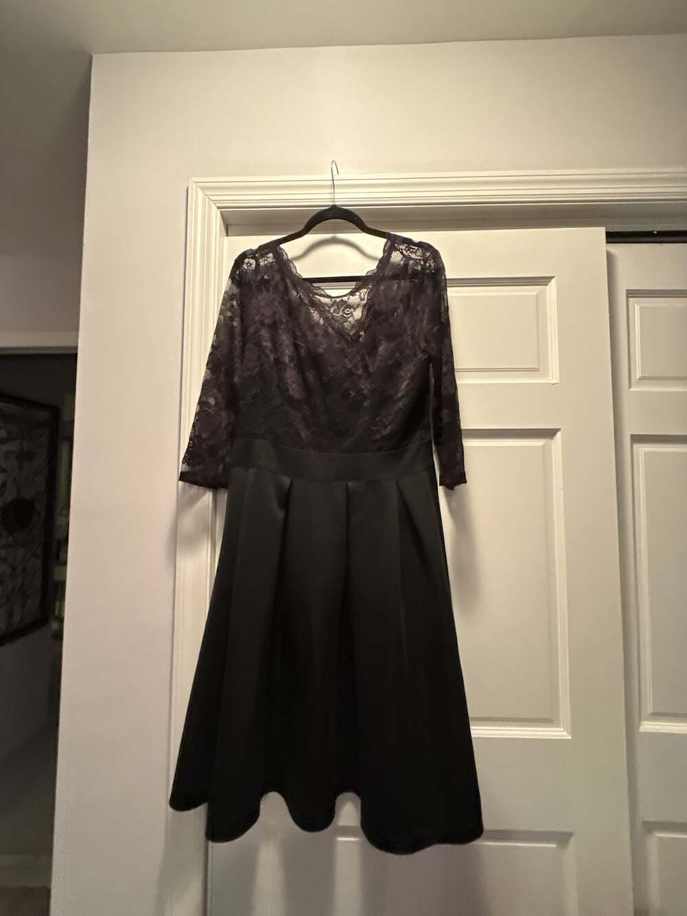 Miusol Women's Vintage Floral Lace 3/4 Sleeve Pleated Cocktail Party Dress